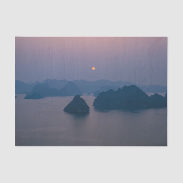 Papier Mousseline Coucher de soleil sur Halong Bay - Vietnam, Asie (Recto)
