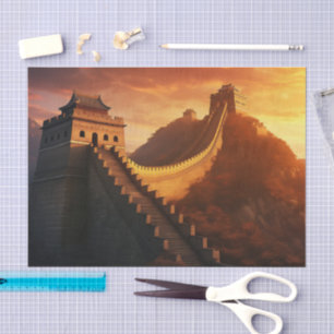 Papier Mousseline Coucher de soleil sur la Grande Muraille de Chine