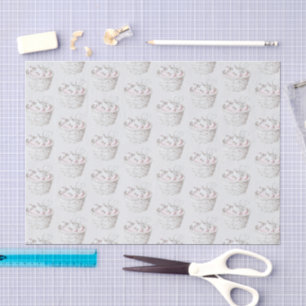 Papier Mousseline Coudre Beau Panier de Fil Rose Blanc