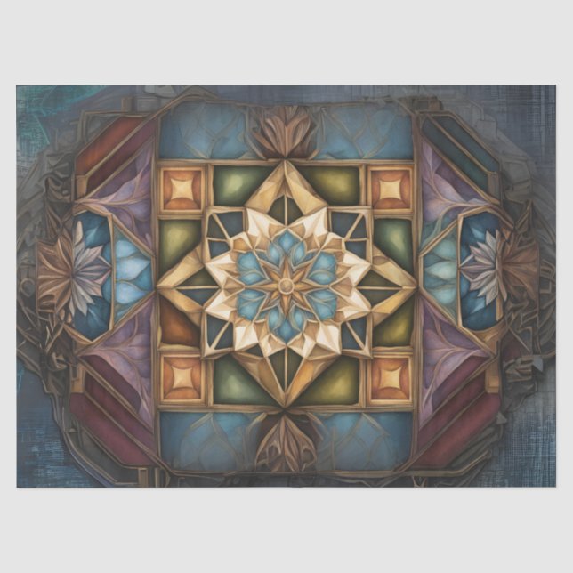 Papier Mousseline Couleur de bijou Muet Mandala découpage (Recto)