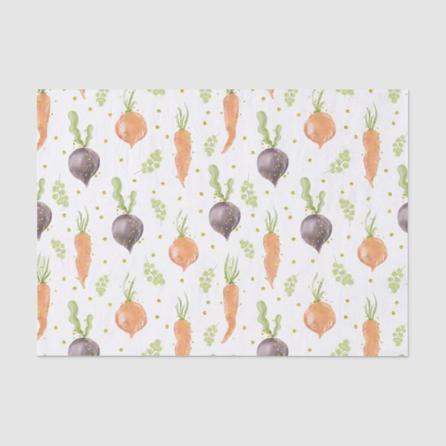 PAPIER MOUSSELINE COULEUR D'EAU BEETS ET CAROTTES D'ORANGE (Recto)