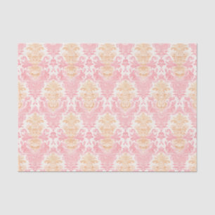 Papier Mousseline Couleur rose et or Motif de Damas ornementales