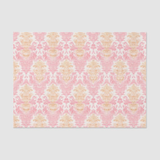 Papier Mousseline Couleur rose et or Motif de Damas ornementales