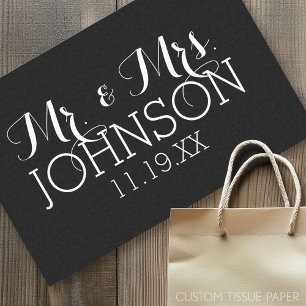 Papier Mousseline Couleur Solide Noir Mr & Mrs Wedding Favors