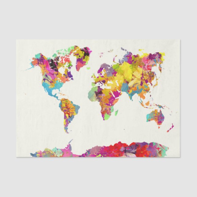 Papier Mousseline couleurs de carte du monde (Recto)