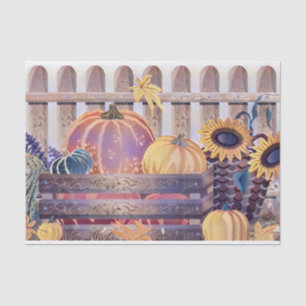 Papier Mousseline Couleurs de chute vintage automne citrouilles aqua