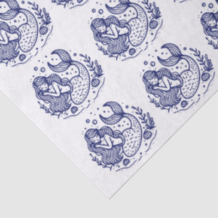 Papier Mousseline Couleurs DIY Mignonne Mermaid Dormante Bleue