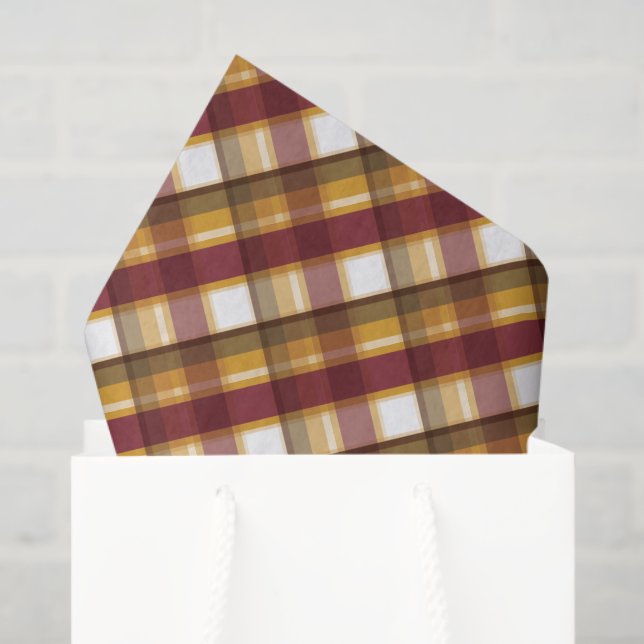 Papier Mousseline Couleurs Du Motif Plaid D'Automne (Sac cadeau)