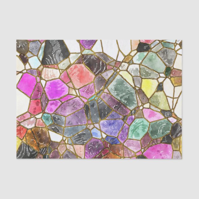 Papier Mousseline Couleurs en verre tendu Découpage (Recto)