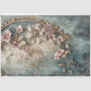 Papier Mousseline Couleurs poussiéreuses, Floral Baroque Shabby Chic