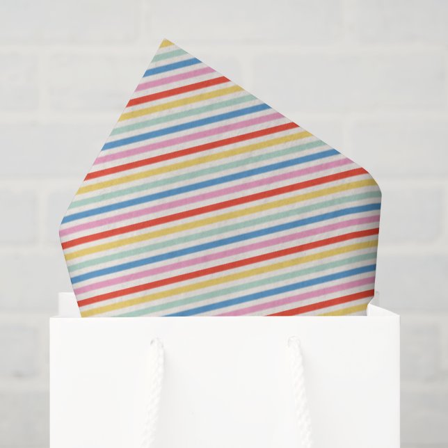 Papier Mousseline Couleurs rétro sympa Motif de bande (Sac cadeau)