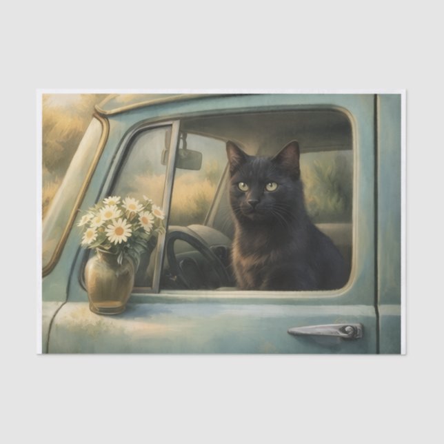 Papier Mousseline Country Cat  (Recto)