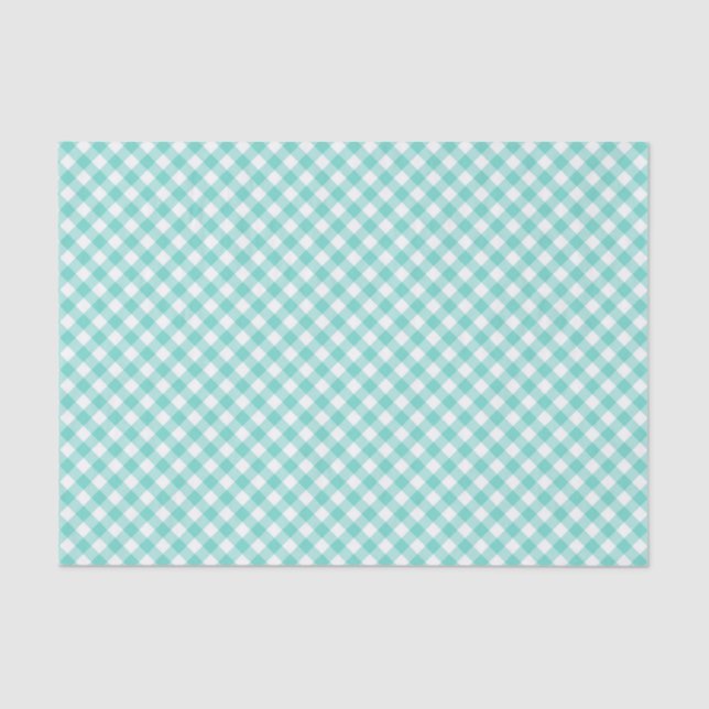 Papier Mousseline Country Chic Pastel Mint Turquoise En vichy (Recto)