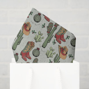 Papier Mousseline Country Green Cowboy Howdy Noël