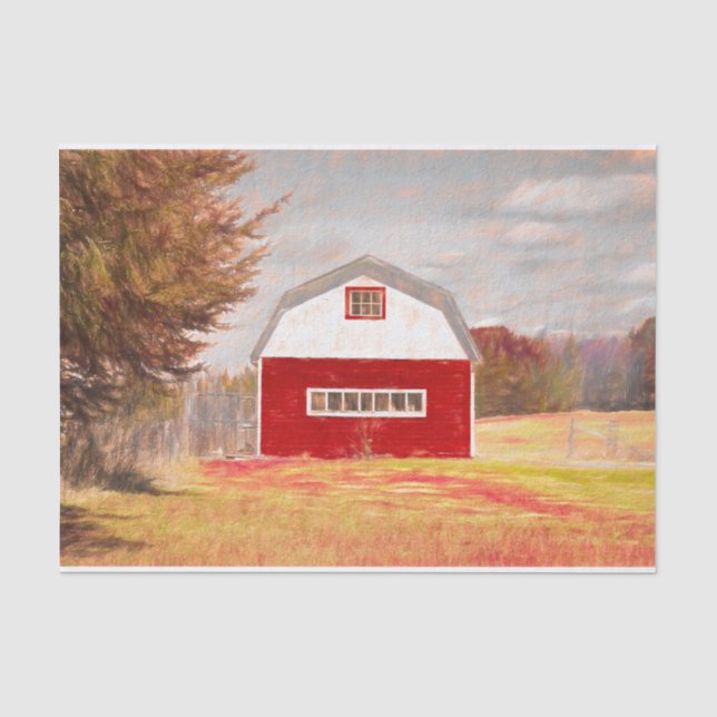 Papier Mousseline Country Red White Barne croquis Art (Recto)