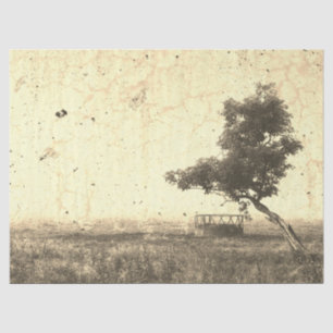 Papier Mousseline Country Tree Russe Vintage Antique Beige Farm