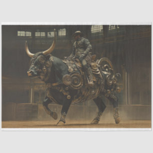 Papier Mousseline Coupe Steampunk Bull Rodeo Rider