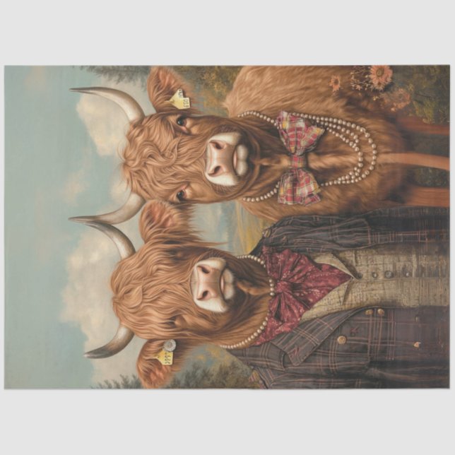 Papier Mousseline Couple de vache de Highland Whimsland (Recto)