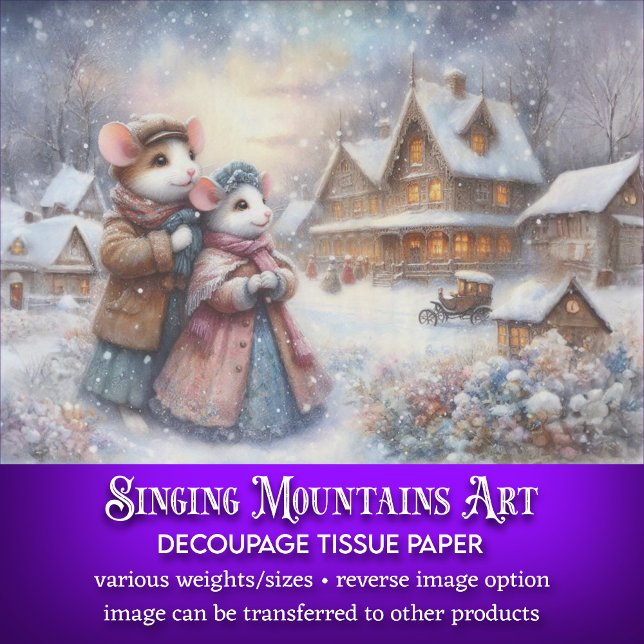 Papier Mousseline Couple Mouse Cute Dans Un Village Découpage (Créateur téléchargé)