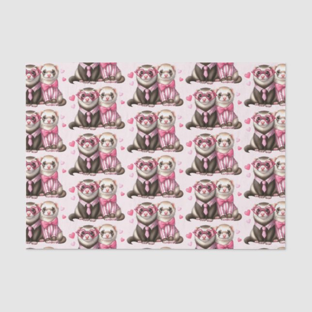 Papier Mousseline Couple Otter mignon en Motif d'amour (Recto)