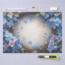 Couronne de fleurs bleues aquarelle