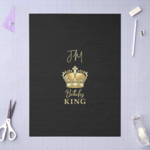 Papier Mousseline Couronne d'Or Roi d'Anniversaire Reine Luxe Monogr