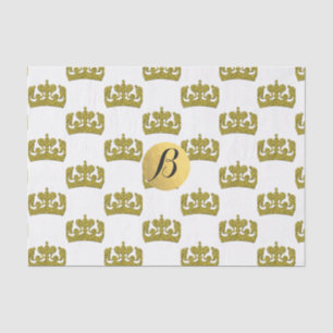 Papier Mousseline Couronnes de monogramme royal pailletées or élégan