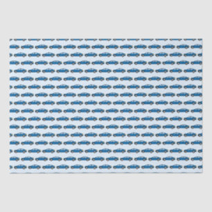 Papier Mousseline Course Voitures Course Retro Bleu Anniversaire Enf