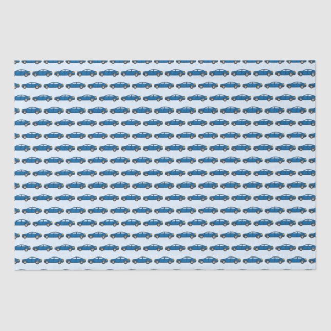 Papier Mousseline Course Voitures Course Retro Bleu Anniversaire Enf (Recto)