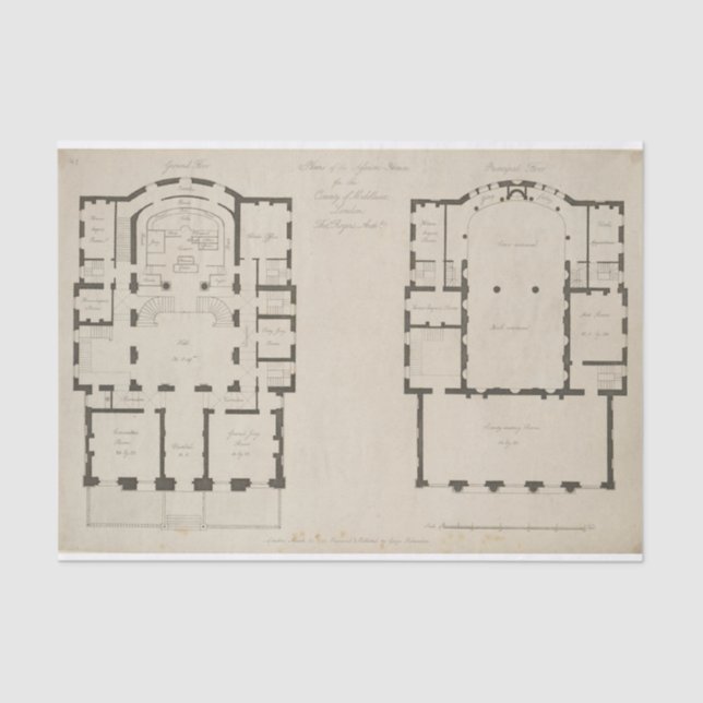 Papier Mousseline Court Room Detail London UK Diagram Decoupage (Recto)