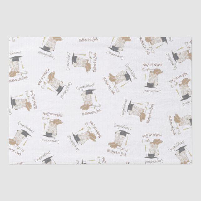 Papier Mousseline Cowboy Cowgirl Graduation Country Western Party (Recto)