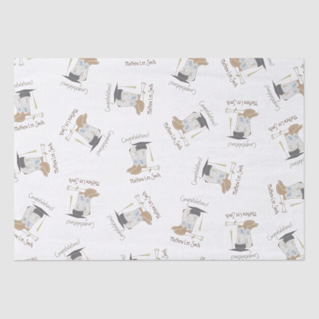 Papier Mousseline Cowboy Graduation Pays Parti occidental (Recto)