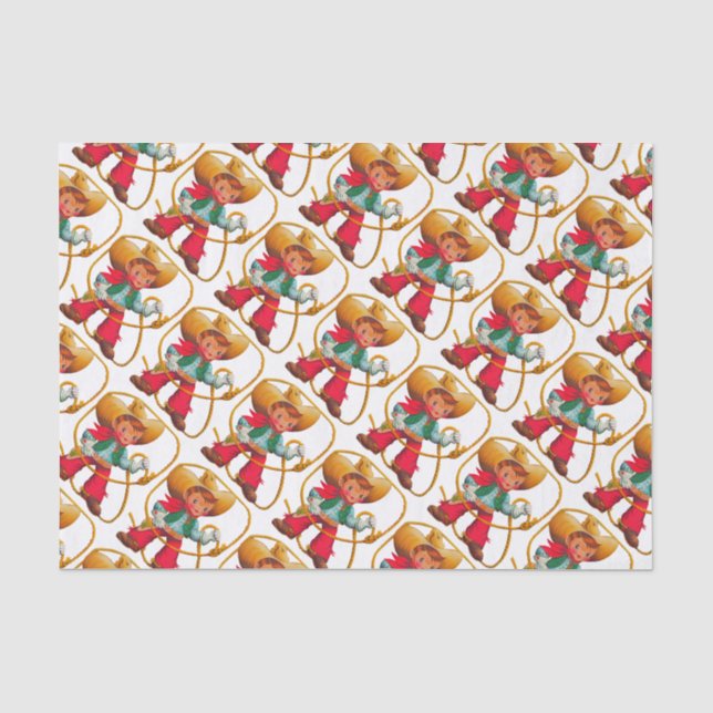 Papier Mousseline Cowboy Retro Boy Child Cute Western (Recto)