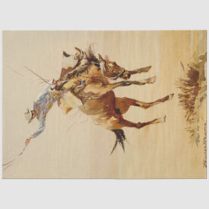 Papier Mousseline Cowboy sur un Bucking Horse #2 par Edward Borein