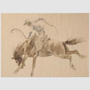 Papier Mousseline Cowboy sur un cheval qui se cabre par Edward Borei