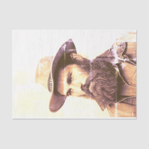 Papier Mousseline Cowboy vintage avec Barbe Sepia déprimé