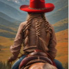 Cowgirl riding into the sunset, Cowboy hat v10