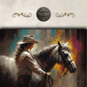 Papier Mousseline Cowgirl rustique avec découpage de cheval blanc