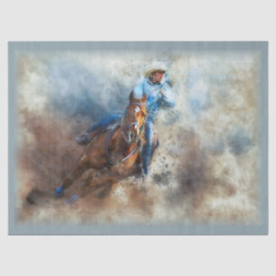 Papier Mousseline Cowgirl Western Barrel Racing