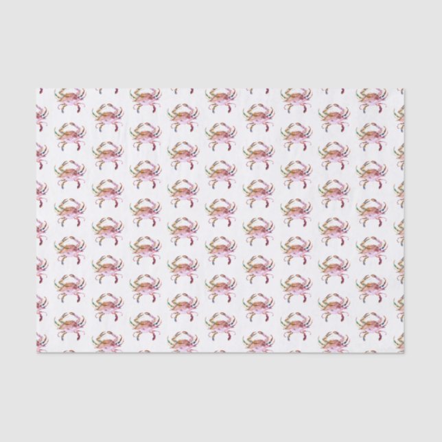 Papier Mousseline Crabe Tissu Papier bleu Aquarelle Motif Plage (Recto)