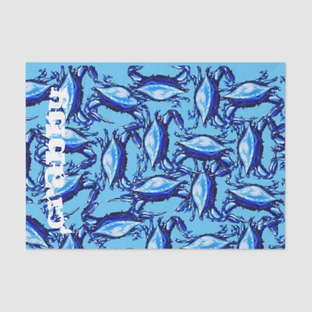 Papier Mousseline Crabes bleus en papier de tissus (Recto)