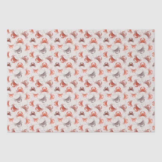 Papier Mousseline Crabes - Motif aquarelle (Recto)