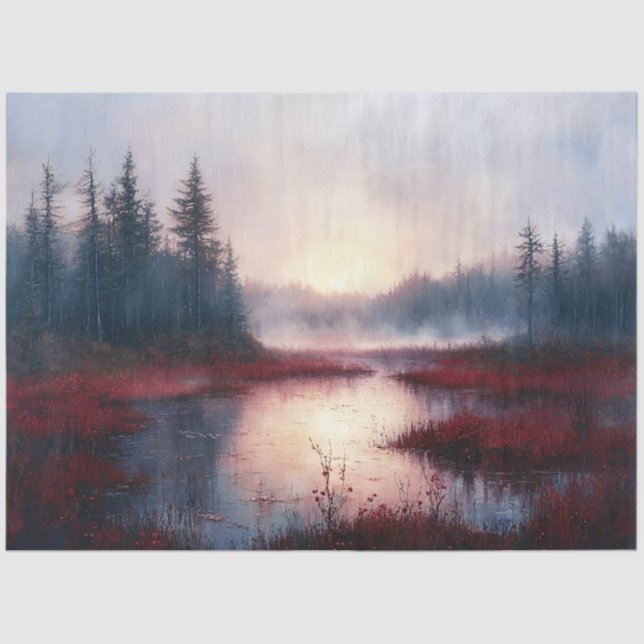 Papier Mousseline Cranberry Bog Sunrise Paysage Découpage (Recto)