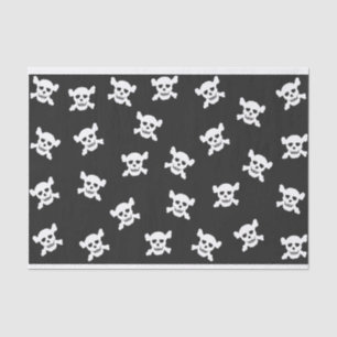 Papier Mousseline Crâne blanc et Crossbone sur le noir