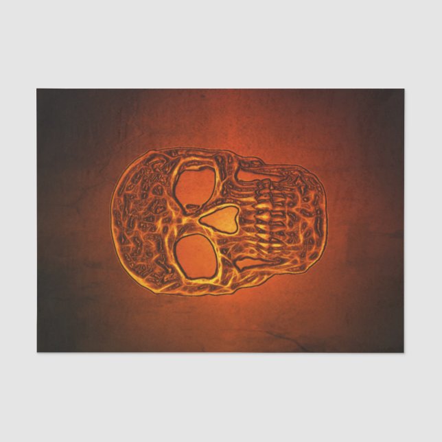 Papier Mousseline Crâne brillant gothique Orange noir Cool effrayant (Recto)