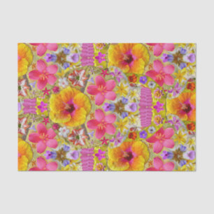Papier Mousseline Crâne de fleurs 4 - Tropical