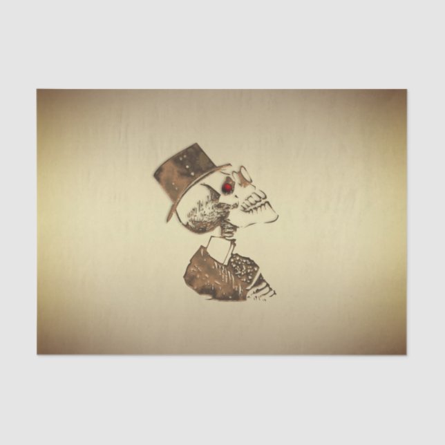 Papier Mousseline Crâne de Steampunk sur l'or (Recto)