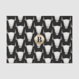 Papier Mousseline Crâne de vache rustique monogramme personnalisé bo