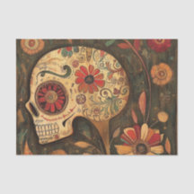 Crâne décoré de la fête des morts d'automne