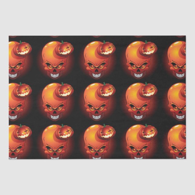 Papier Mousseline Crâne d'Halloween et Citrouille (Recto)